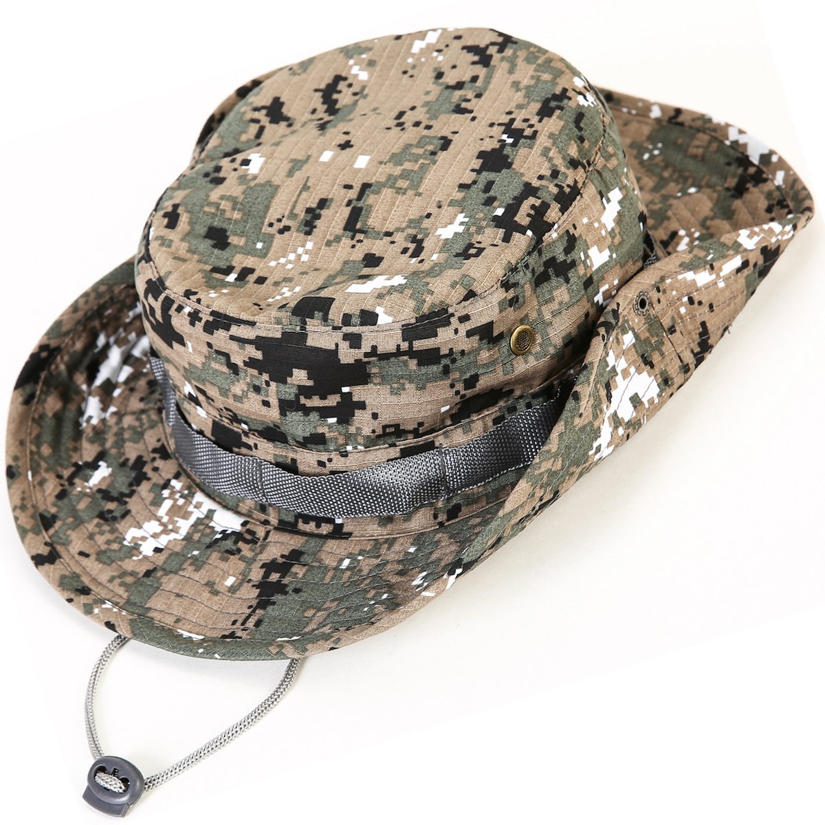 kolumb 中性款军事 boonie 遮阳帽 – 高级软棉和涤纶面料,结实拼接宽